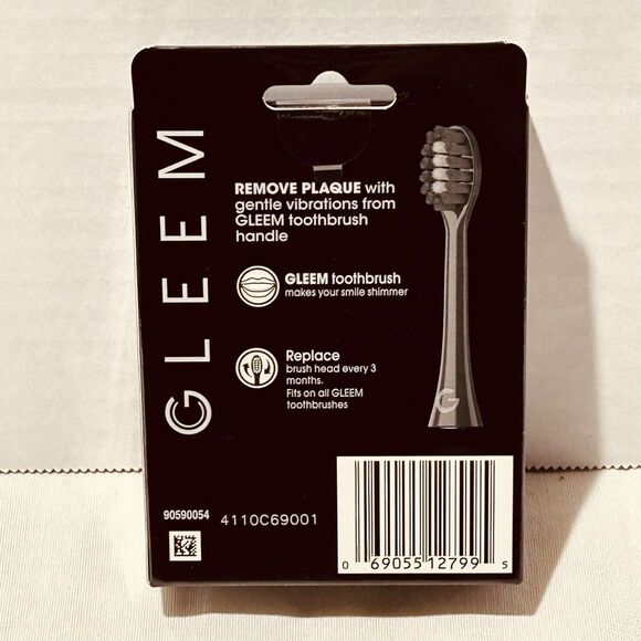 Gleem 2 Replacement Brush Heads Black Electric Toothbrush Soft Adult & Child 3+ - Picture 5 of 6